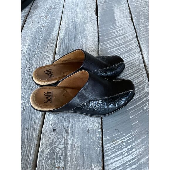 Sofft 7.5M Black Leather Mules - Picture 3 of 7